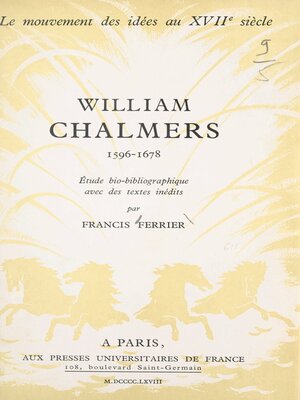 cover image of William Chalmers, 1596-1678